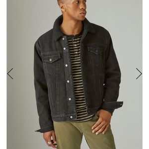 Lucky Brand Faux Shearling Lined Denim Trucker Jacket